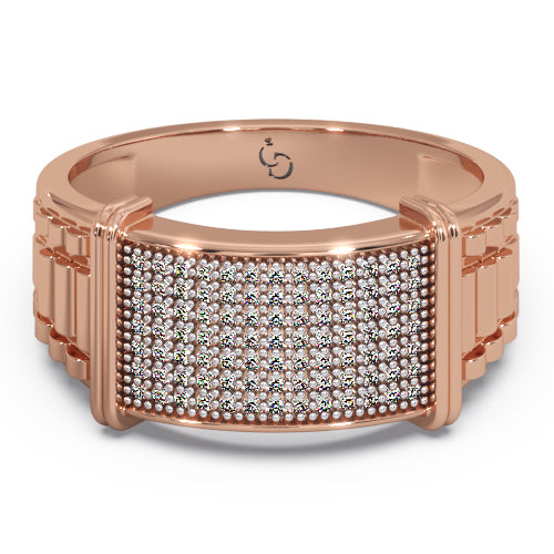 men’s round brilliant diamond ring | full pavé cluster wide band design