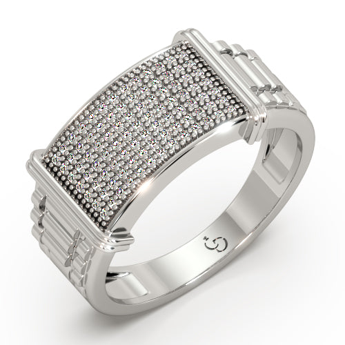 men’s round brilliant diamond ring | full pavé cluster wide band design