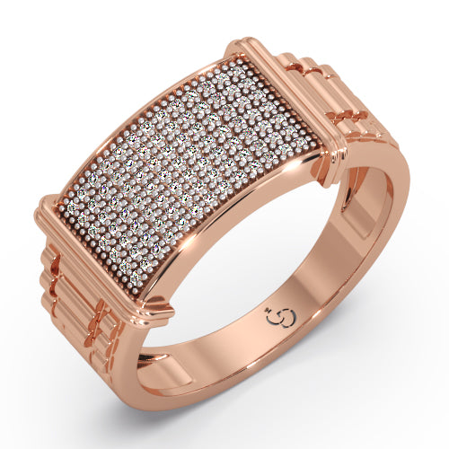 men’s round brilliant diamond ring | full pavé cluster wide band design