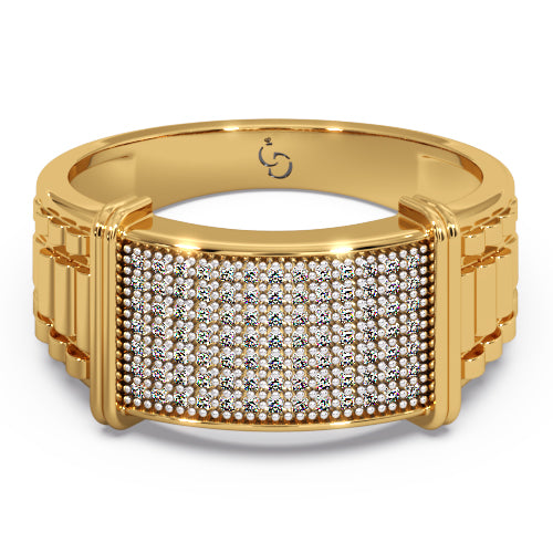 men’s round brilliant diamond ring | full pavé cluster wide band design