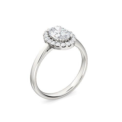 oval diamond halo engagement ring | lustrous metal band & gemstone setting