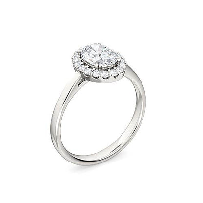 Oval Diamond Halo Engagement Ring | Lustrous Metal Band & Gemstone Setting