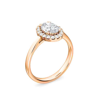 Oval Diamond Halo Engagement Ring | Lustrous Metal Band & Gemstone Setting
