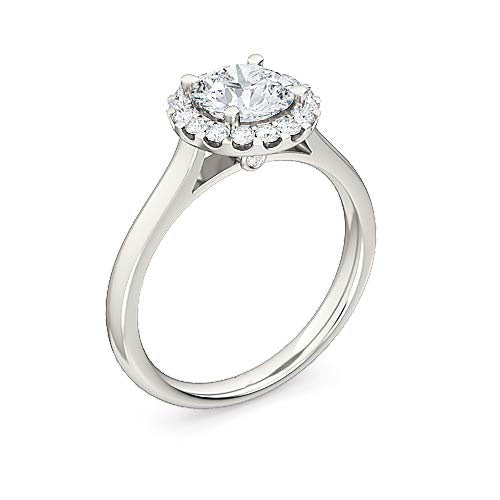 round brilliant diamond halo engagement ring | contemporary pavé halo setting