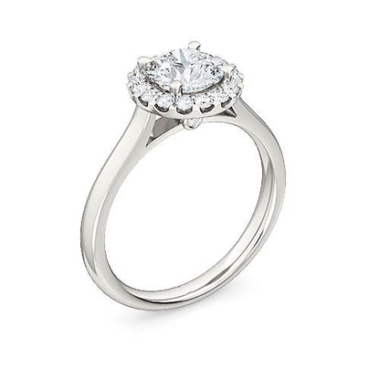 Round Brilliant Diamond Halo Engagement Ring | Contemporary Pavé Halo Setting
