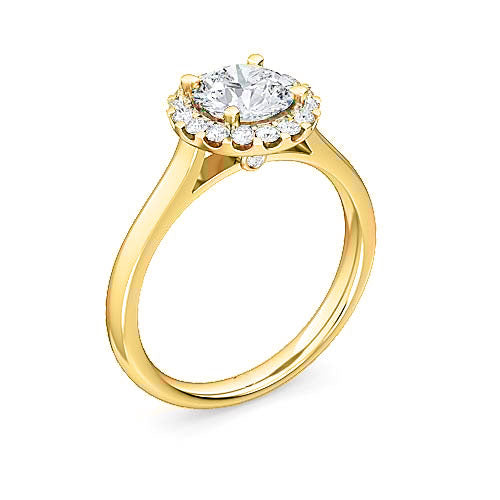round brilliant diamond halo engagement ring | contemporary pavé halo setting