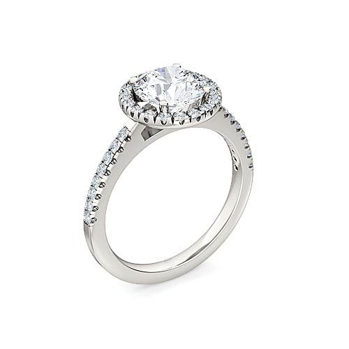 round brilliant diamond halo engagement ring | pave setting