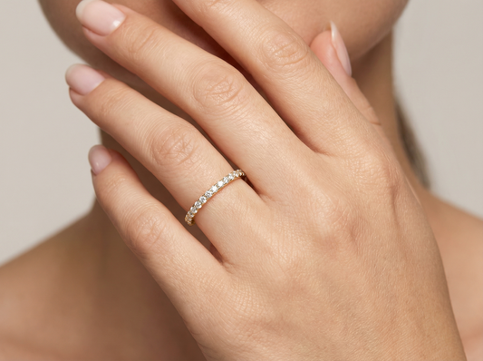 Round Brilliant Cut Diamond Prong Set Eternity Band | Modern Prong Setting