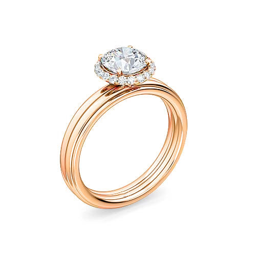 round brilliant diamond halo engagement ring | pavé halo setting