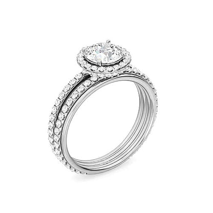 Round Brilliant Diamond Halo Engagement Ring | Pavé Split Shank Setting