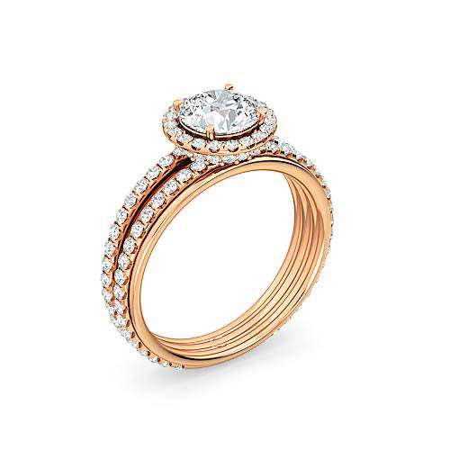 round brilliant diamond halo engagement ring | pavé split shank setting