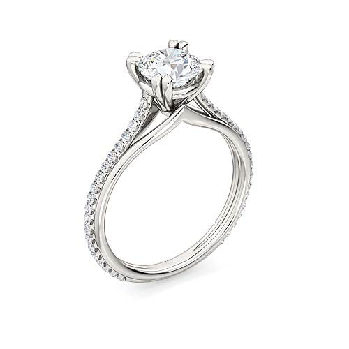 Round Brilliant Diamond Halo Engagement Ring | Single Row Prong Set Shank