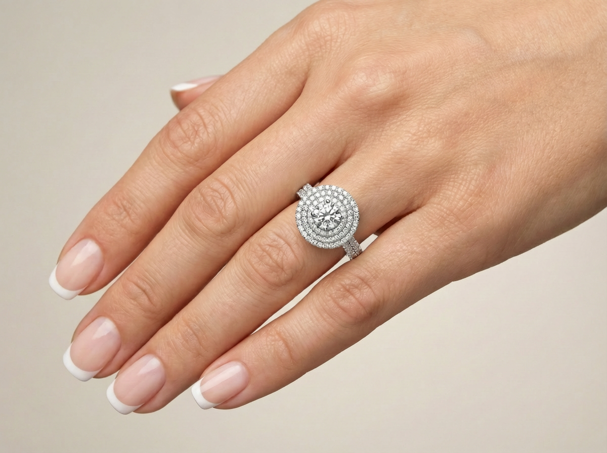 double band diamond engagement ring | natural & lab grown diamond setting