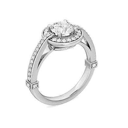 Round Brilliant Diamond Halo Engagement Ring | Over-Edge Pavé Halo Setting