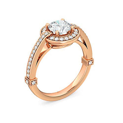 Round Brilliant Diamond Halo Engagement Ring | Over-Edge Pavé Halo Setting