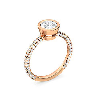 Round Brilliant Diamond Pavé Engagement Ring | 96 Diamond Twist Swirl Setting
