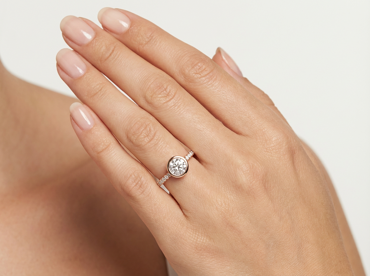 round brilliant diamond pavé engagement ring | 96 diamond twist swirl setting