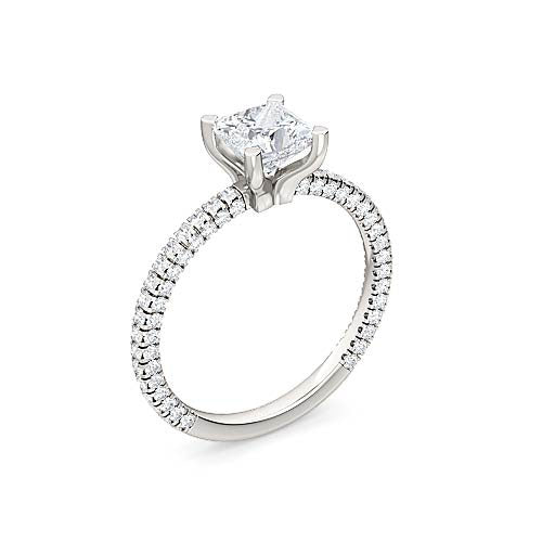 princess cut diamond pavé engagement ring | flowing pavé setting