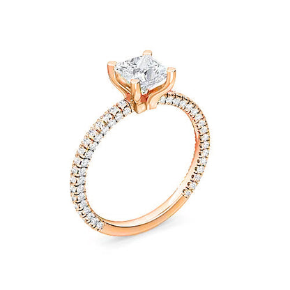 Princess Cut Diamond Pavé Engagement Ring | Flowing Pavé Setting