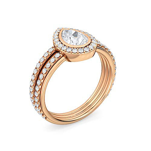 pear shaped diamond halo engagement ring | classic pavé halo & shank setting