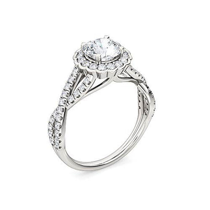 Round Brilliant Diamond Halo Engagement Ring | Bold & Elegant Sparkling Pavé Setting