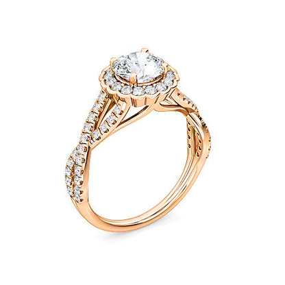 Round Brilliant Diamond Halo Engagement Ring | Bold & Elegant Sparkling Pavé Setting