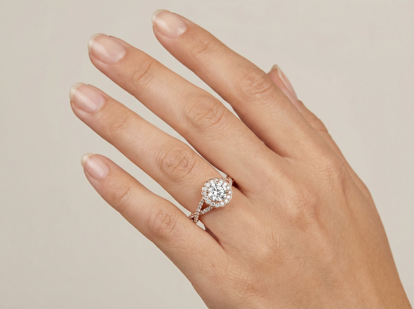 round brilliant diamond halo engagement ring | bold & elegant sparkling pavé setting