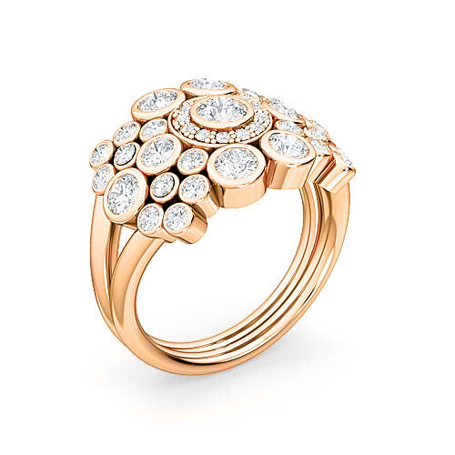 round brilliant diamond bezel wedding ring | pavé halo & split shank setting