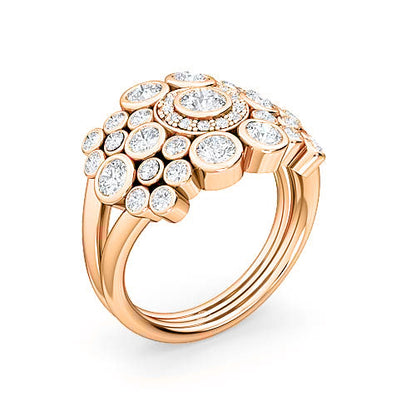 Round Brilliant Diamond Bezel Wedding Ring | Pavé Halo & Split Shank Setting