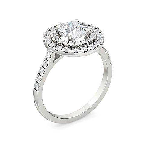 round brilliant diamond halo engagement ring | timeless classic pavé setting