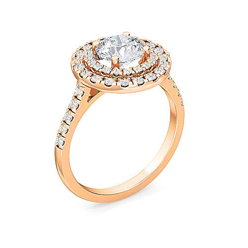 round brilliant diamond halo engagement ring | timeless classic pavé setting