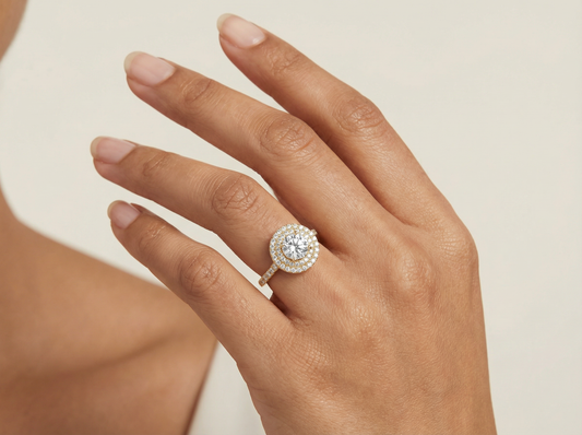 Round Brilliant Diamond Halo Engagement Ring | Timeless Classic Pavé Setting