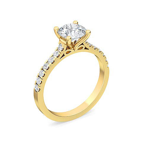 round brilliant diamond solitaire engagement ring | delicate split shank setting