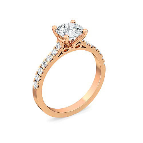 Round Brilliant Diamond Solitaire Engagement Ring | Delicate Split Shank Setting