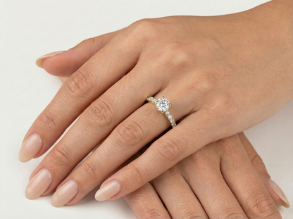 Round Brilliant Diamond Solitaire Engagement Ring | Delicate Split Shank Setting