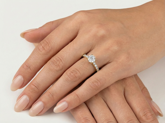 Round Brilliant Diamond Solitaire Engagement Ring | Delicate Split Shank Setting