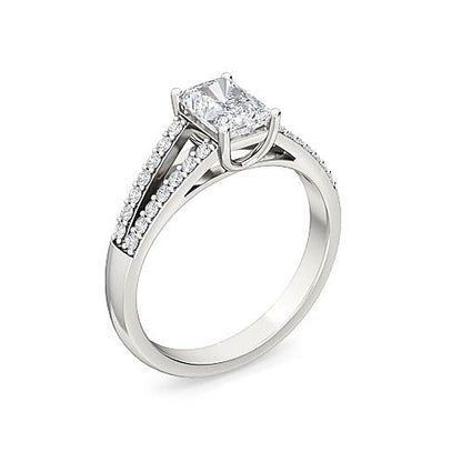 Emerald Cut Diamond Pavé Engagement Ring | Elegant Center Stone Pavé Setting