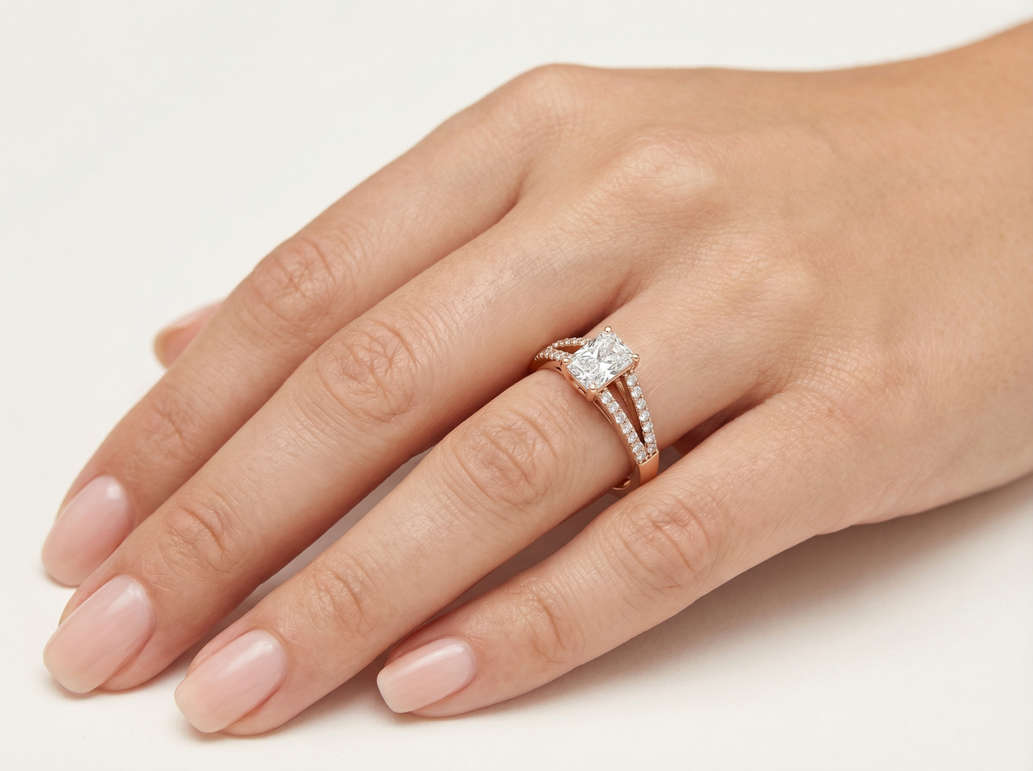 emerald cut diamond pavé engagement ring | elegant center stone pavé setting