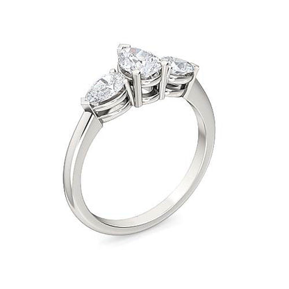 Pear Shaped Diamond Three Stone Engagement Ring | Classic Trilogy Pear Setting