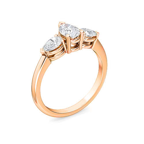 pear shaped diamond three stone engagement ring | classic trilogy pear setting