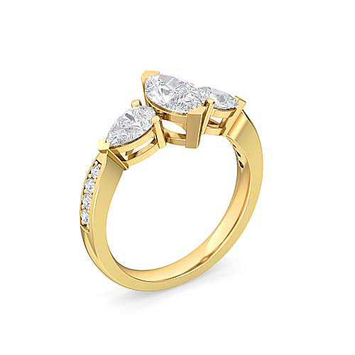 three stone pear cut diamond pavé engagement ring | marquise side stone setting