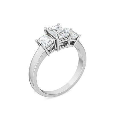 Three Stone Emerald Cut Diamond Engagement Ring | Emerald Cut Trilogy Setting