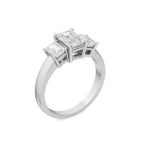 Three Stone Emerald Cut Diamond Engagement Ring | Emerald Cut Trilogy Setting