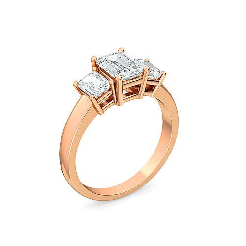 Three Stone Emerald Cut Diamond Engagement Ring | Emerald Cut Trilogy Setting