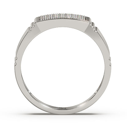 Men’s Round Brilliant Diamond Ring | Pavé Cluster Wide Top Classic Band