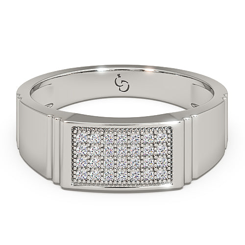 men’s round brilliant diamond ring | pavé cluster wide top classic band