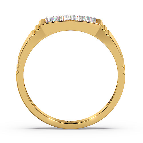 Men’s Round Brilliant Diamond Ring | Pavé Cluster Wide Top Classic Band