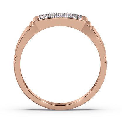 Men’s Round Brilliant Diamond Ring | Pavé Cluster Wide Top Classic Band
