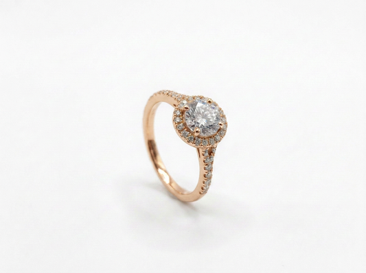 Round Diamond Women's Halo Ring | Pavé Prong Setting