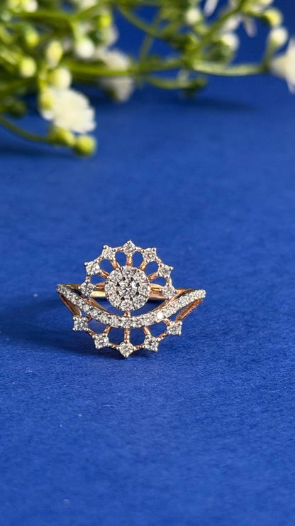 Round Diamond Women's Statement Ring | Halo Cluster Setting